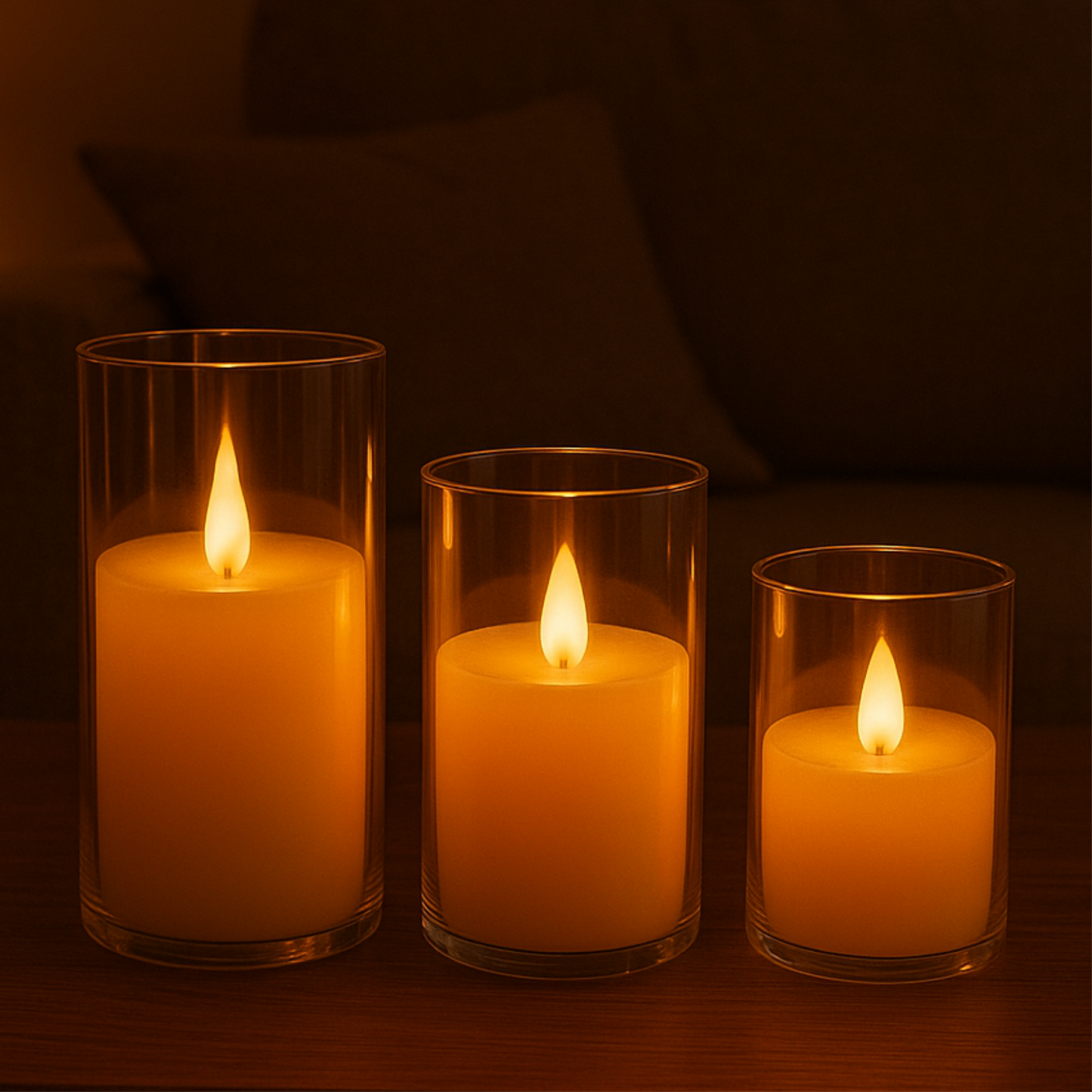 VECTOR ENERGIA | Set x3 candele in Vetro a batterie effetto fiamma con telecomando