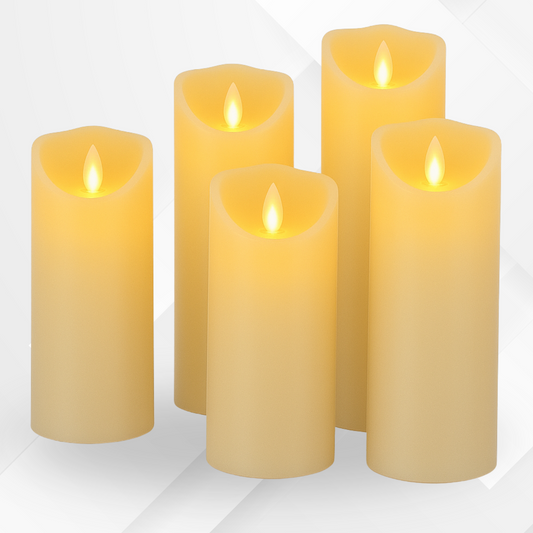 VECTOR ENERGIA | Set x5 candele in Vera cera a batterie effetto fiamma con telecomando