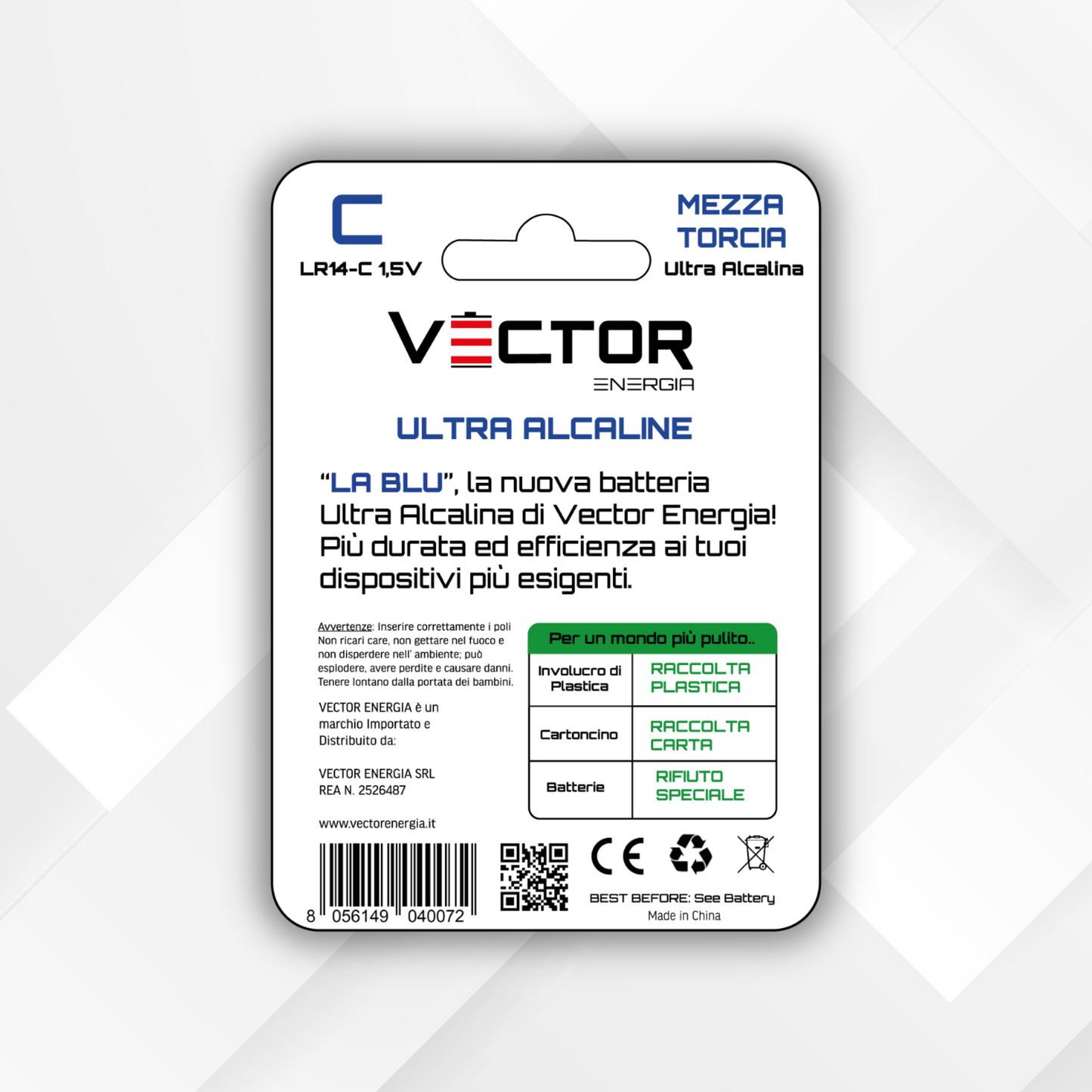 VECTOR ENERGIA | Pile Ultra Alcaline mezza torcia LR14-C