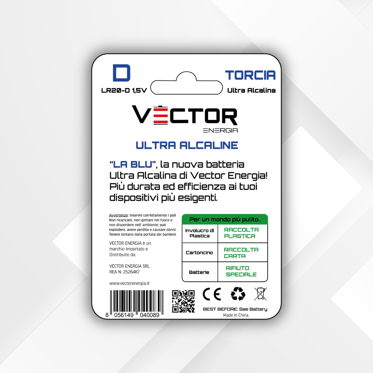 VECTOR ENERGIA | Pile Ultra Alcaline Torcia LR20-D