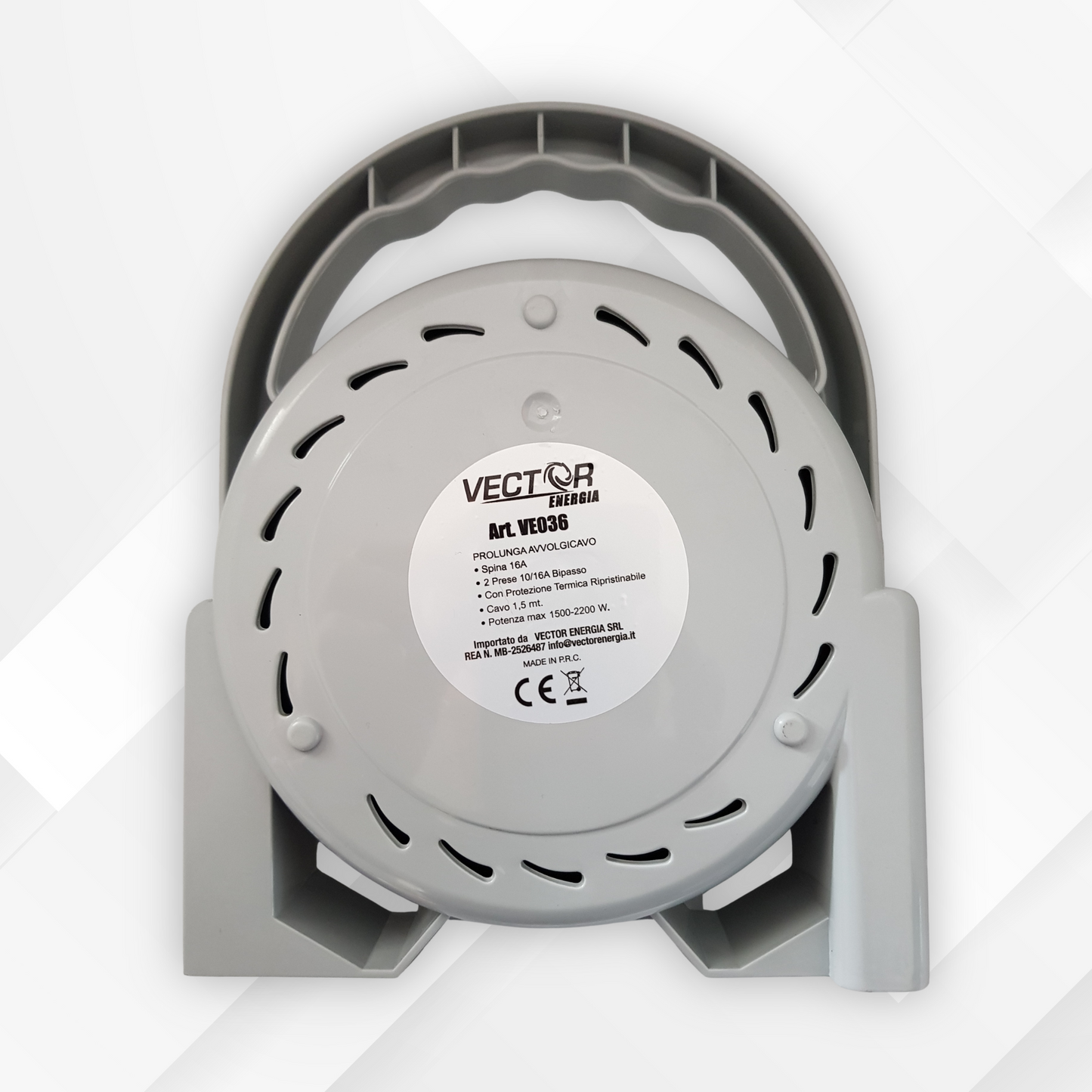 VECTOR ENERGIA | Prolunga avvolgicavo 5 metri spina 16/A due prese 10/16A VE036