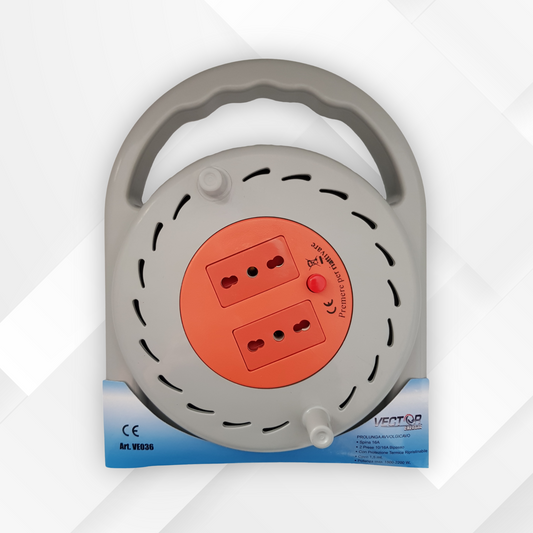 VECTOR ENERGIA | Prolunga avvolgicavo 5 metri spina 16/A due prese 10/16A VE036